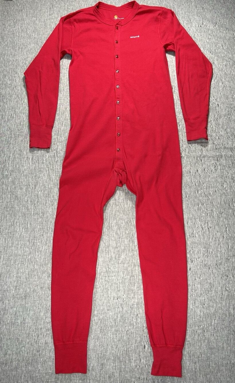 Carhartt Union Suit Mens Large Red Midweight Cotton Base Layer Long Johns K226